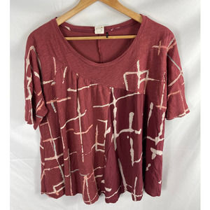 Akemi + Kin Anthropologie Abstract Pattern Dark Pink top size small